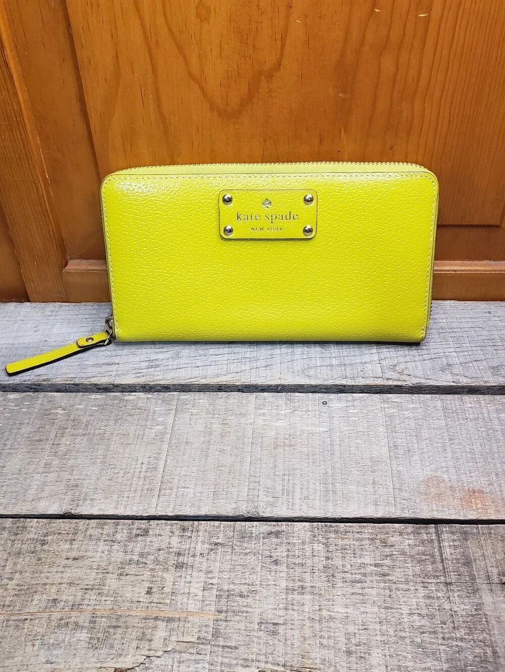 KATE SPADE New York Bright Greenish-Yellow Coated Leather Wallet